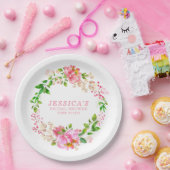 ピンクの水色の花のブライダルシャワーカスタム ペーパープレート (パーティー)