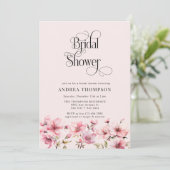ピンクの水色の花のブライダルシャワー 招待状 (スタンド正面)