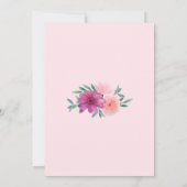 ピンクの水色の花のブライダルシャワー 招待状 (裏面)