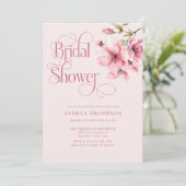ピンクの水色の花のブライダルシャワー 招待状 (スタンド正面)