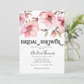 ピンクの水色の花のブライダルシャワー 招待状 (スタンド正面)