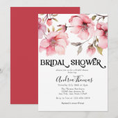 ピンクの水色の花のブライダルシャワー 招待状 (正面/裏面)