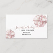 ピンクの水色の花の名刺QRコード付き 名刺 (正面)