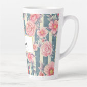 ピンクの水色の花を咲かせるストライプ花 カフェラテマグ (右)