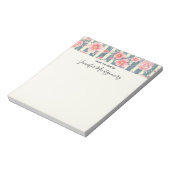 ピンクの水色の花を咲かせるストライプ花 ノートパッド (回転)