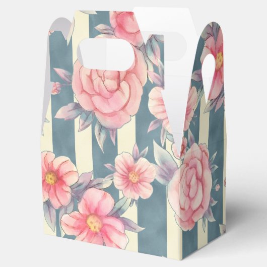 ピンクの水色の花を咲かせるストライプ花 フェイバーボックス (オープン)