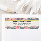 ピンクの水色の花を咲かせるストライプ花 ラベル (インサイチュ)