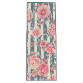 ピンクの水色の花を咲かせるストライプ花 ワインギフトバッグ (正面)