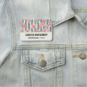 ピンクの水色の花を咲かせるストライプ花 名札 (インサイチュ)