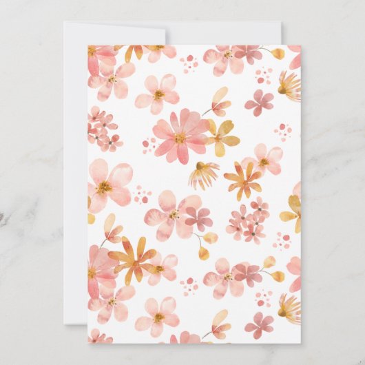 ピンクの水色の花イースターブランチと卵の狩り 招待状 (裏面)