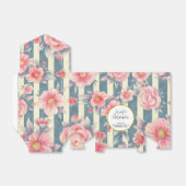 ピンクの水色の花オンストライプ結婚式の引き出物B フェイバーボックス (折り畳みなし)