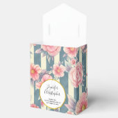 ピンクの水色の花オンストライプ結婚式の引き出物B フェイバーボックス (オープン)