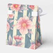 ピンクの水色の花オンストライプ結婚式の引き出物B フェイバーボックス (裏面サイド)
