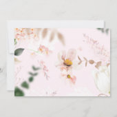 ピンクの水色の花バラ金ゴールド最初の誕生日 招待状 (裏面)