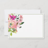 ピンクの水色の花パーソナライズされた ノートカード (裏面)