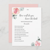 ピンクの水色の花ブライダルシャワーゲーム 案内ポストカード (正面/裏面)