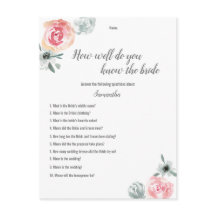 ピンクの水色の花ブライダルシャワーゲーム