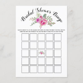 ピンクの水色の花ブライダルビンゴゲームカード エンクロージャーカード