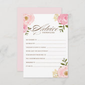 ピンクの水色の花ベビーシャワーアドバイスカード アドバイスカード (正面/裏面)