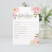 ピンクの水色の花ベビーシャワーアドバイスカード アドバイスカード (スタンド正面)