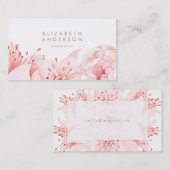 ピンクの水色の花ライズビジネスカード 名刺 (正面/裏面)