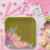 ピンクの水色の花模様カスタマイズ可能誕生日 ペーパープレート (パーティー)