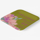 ピンクの水色の花模様カスタマイズ可能誕生日 ペーパープレート (傾斜あり)