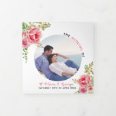 ピンクの水色の花、セージの緑の葉、写真 三つ折りプログラム (カバー)