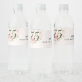 ピンクの水色の葉75番目の誕生日フローラパーティー ペットボトルラベル (ボトル)