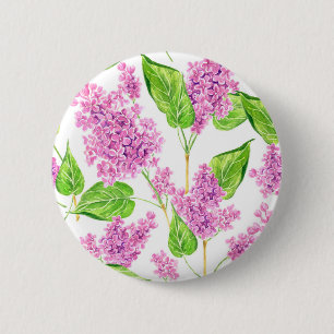 ピンクの水色の薄紫花 缶バッジ