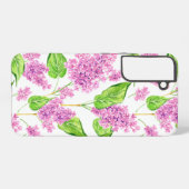 ピンクの水色の薄紫花 SAMSUNG GALAXYケース (裏面横)