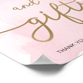 ピンクの水色の金ゴールドカードとギフトサイン ポスター (角)