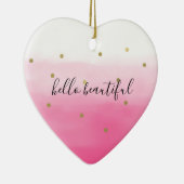 ピンクの水色の金ゴールド紙吹雪グラデーション美 セラミックオーナメント (右)