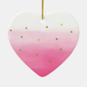 ピンクの水色の金ゴールド紙吹雪グラデーション美 セラミックオーナメント (裏面)