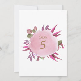 ピンクの水色エレガントなウェディングテーブル番号カード