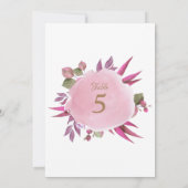 ピンクの水色エレガントなウェディングテーブル番号カード (裏面)