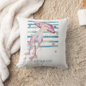 ピンクの水色クラゲ、ビーチ、雪崩 クッション (ブランケット)