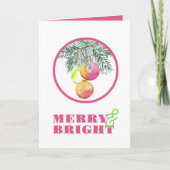 ピンクの水色クリスマスカード ノートカード (正面)