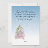 ピンクの水色クリスマスツリー芸術的フォトホール シーズンカード (裏面)