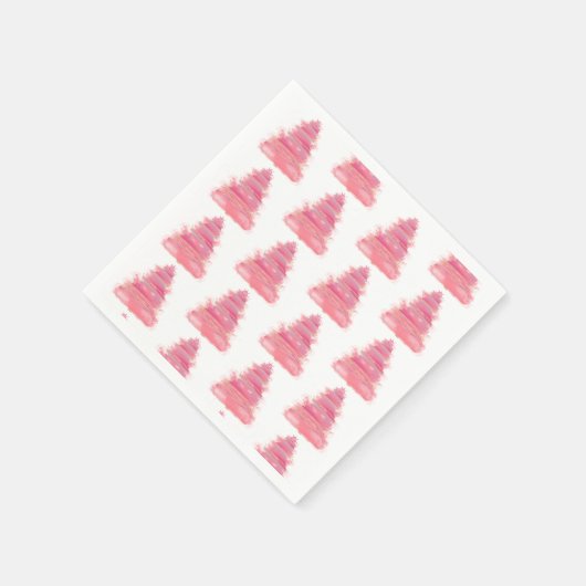 ピンクの水色クリスマスツリー スタンダードカクテルナプキン (角)