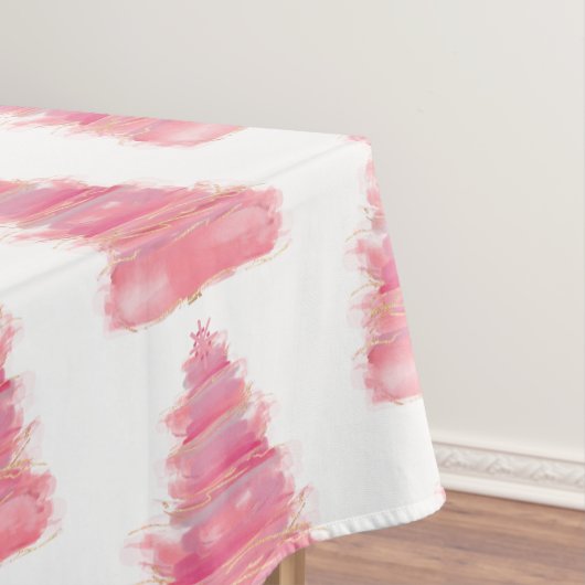 ピンクの水色クリスマスツリー テーブルクロス (インサイチュ)