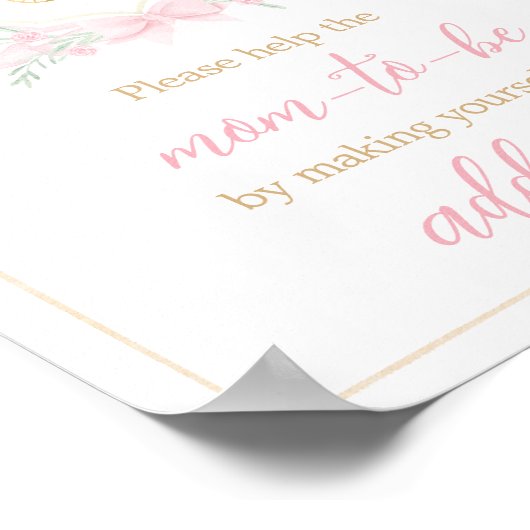 ピンクの水色クレスト赤ちゃんシャワー封筒ステーション ポスター (角)