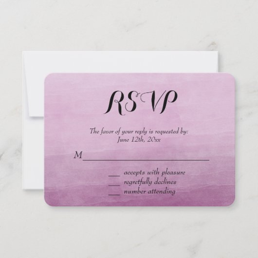 ピンクの水色グラデーションRSVP 出欠カード (正面)