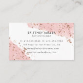 ピンクの水色グリッター名刺の手書き 名刺 (裏面)