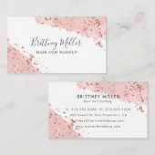 ピンクの水色グリッター名刺の手書き 名刺 (正面/裏面)