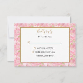 ピンクの水色チューリップをテーマにした応答カード 出欠カード