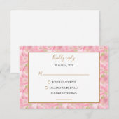 ピンクの水色チューリップをテーマにした応答カード 出欠カード (正面/裏面)