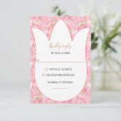 ピンクの水色チューリップ応答カード 出欠カード (スタンド正面)