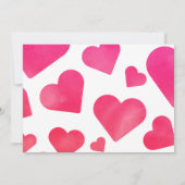 ピンクの水色ハートバレンタインデーの写真カード (裏面)