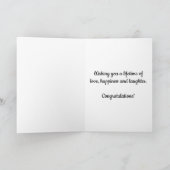 ピンクの水色ハート結婚おめでとうのカード カード (内部)